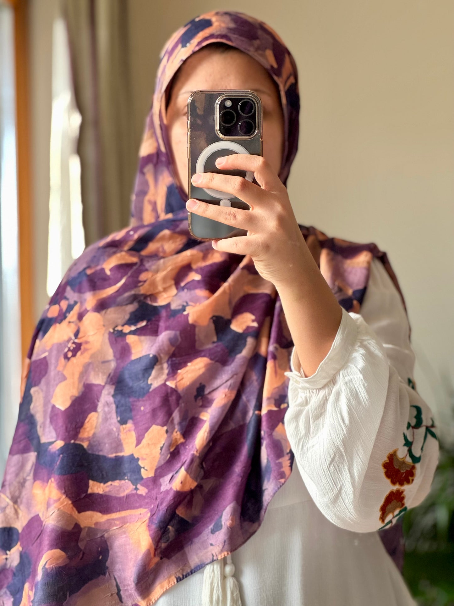 Printed Hijabs - Watercolor Collection- Plum