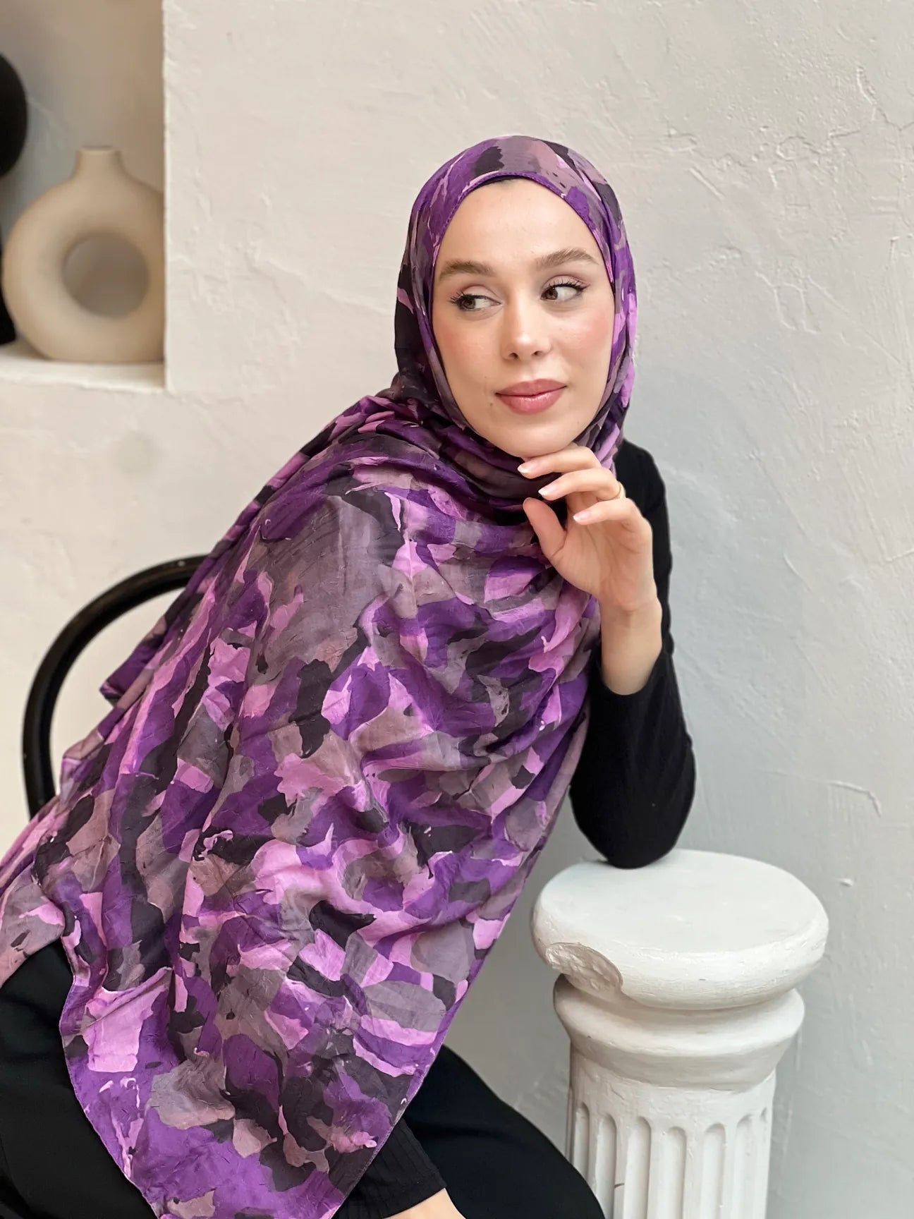 Printed Hijabs- Watercolor collection- Purple