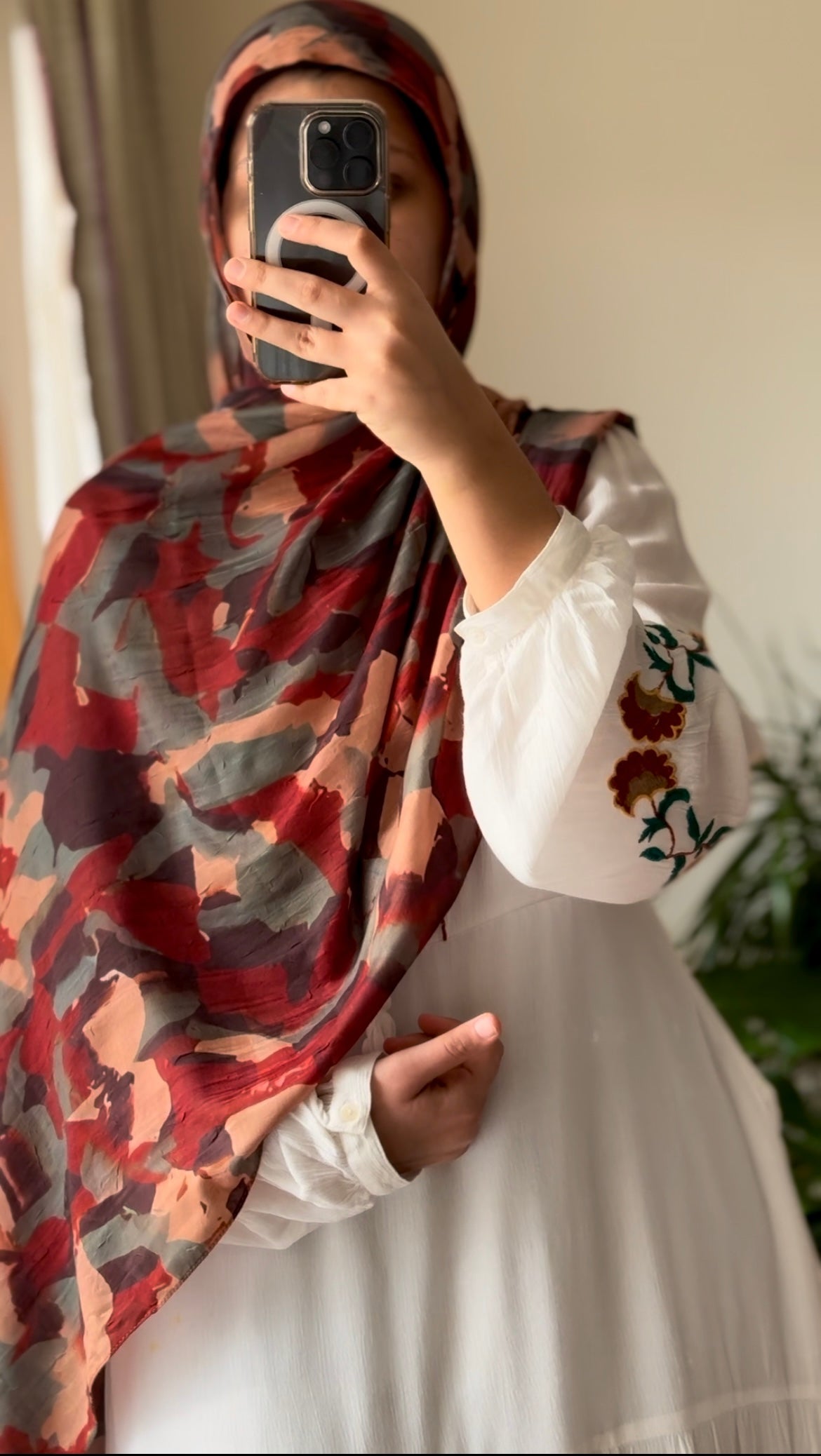 Printed Hijabs - Watercolor collection- Brick Red