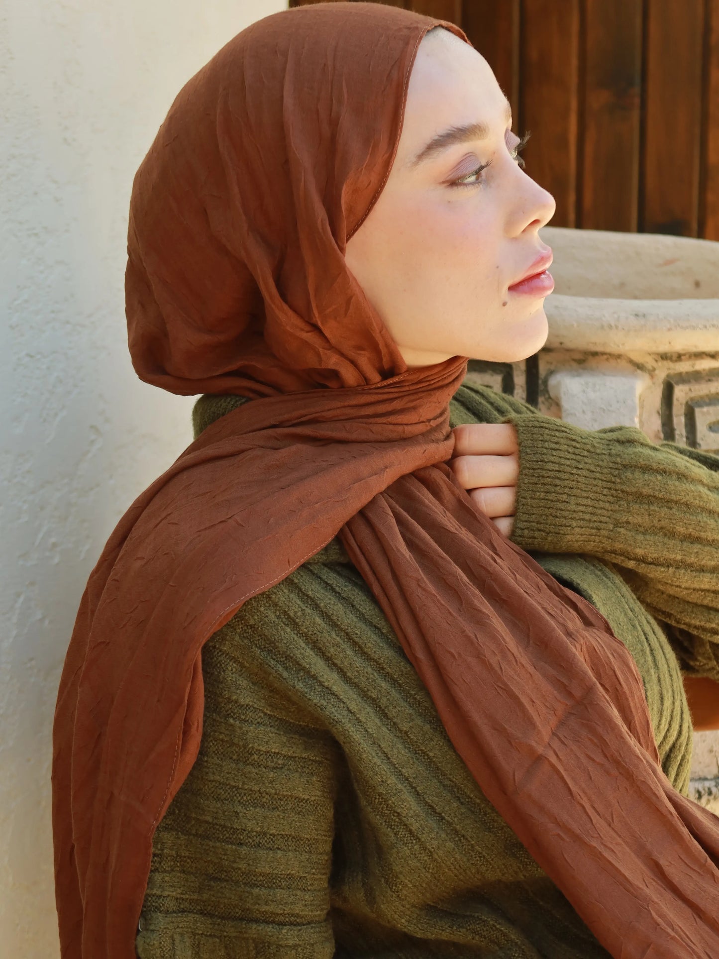 Crinkle Modal Hijab - Brown