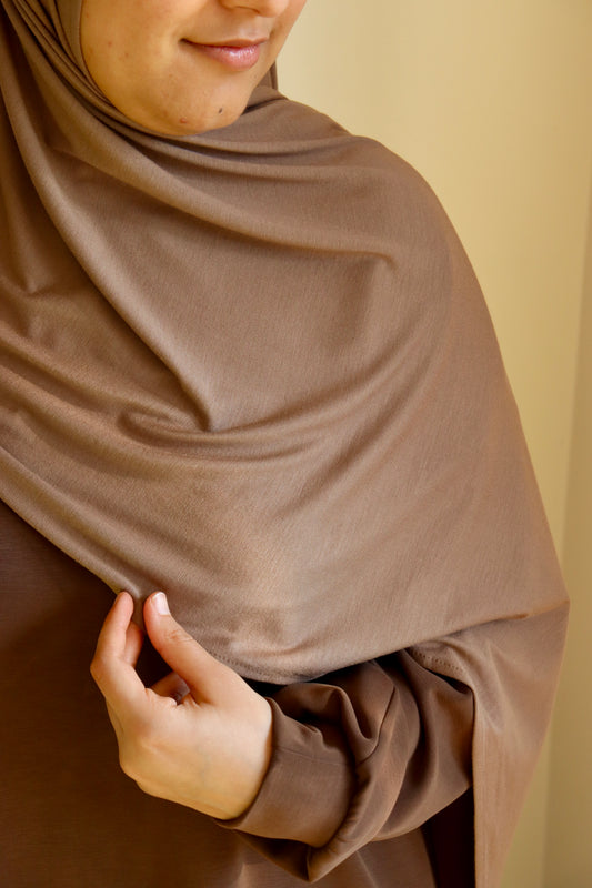 Bamboo Jersey Hijab - Mocha Brown