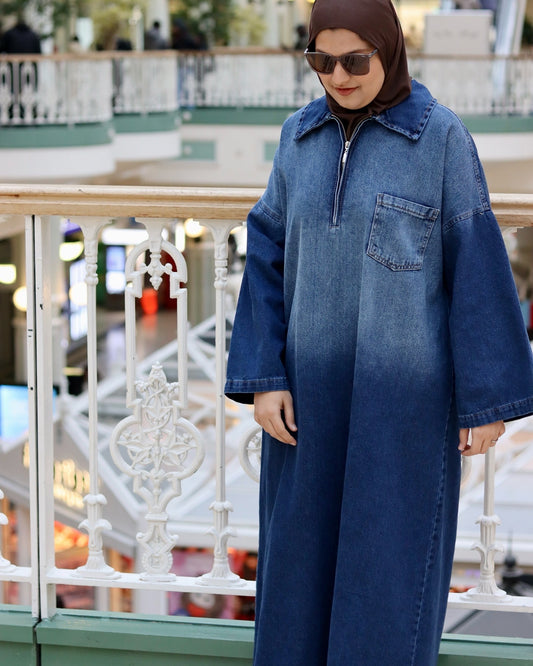 Ombre Denim Maxi Dress – Effortless Elegance Meets Comfort