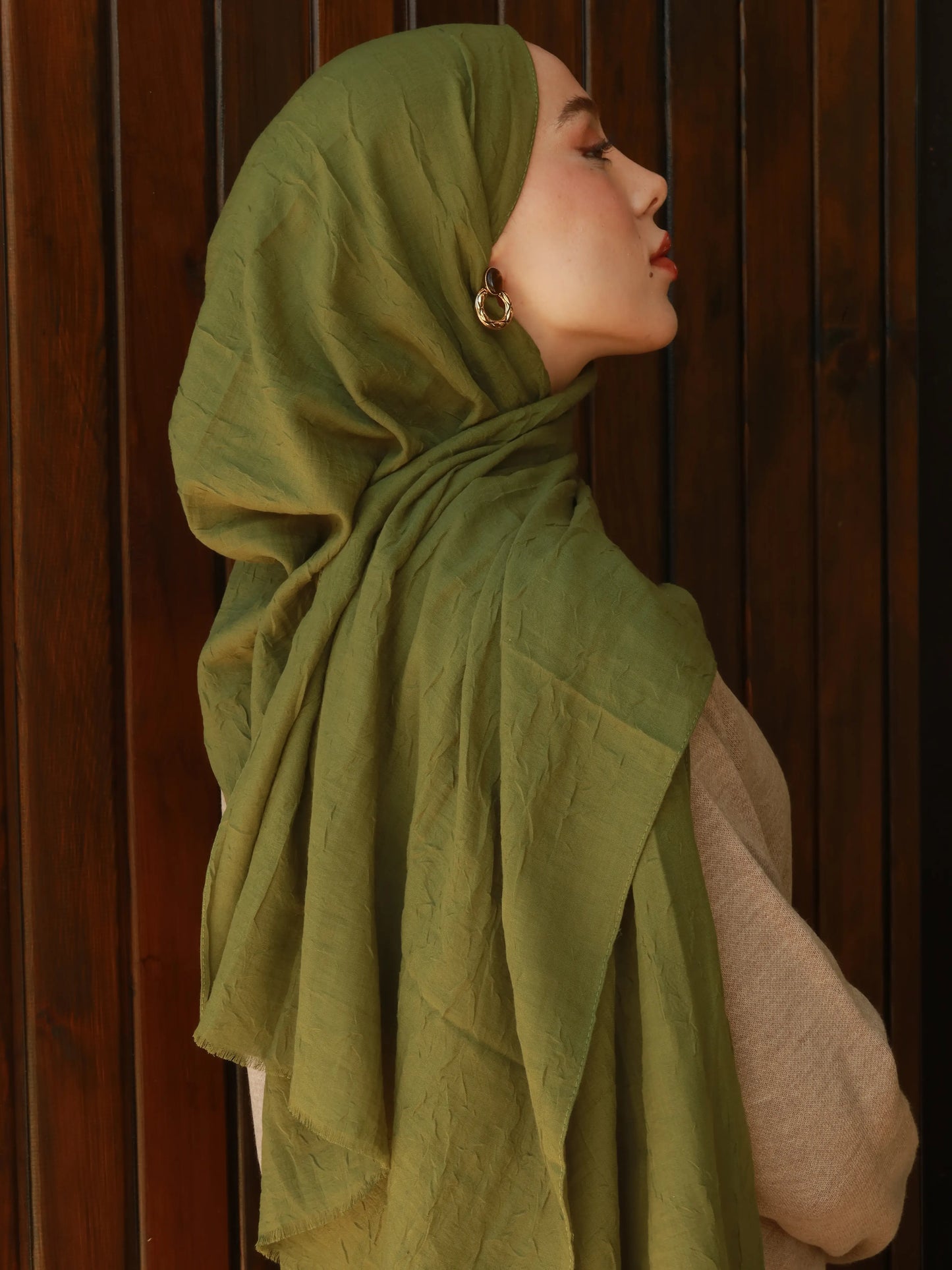 Crinkle Modal Hijab- Khaki