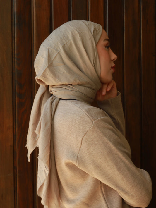 Crinkle Modal Hijab - Antique Beige
